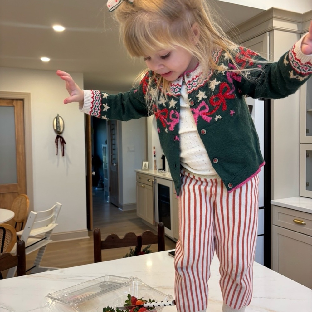 Bobo Choses Red and Cream Striped Knit Kids Pants